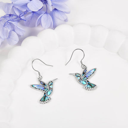 925 Sterling Silver Hummingbird Earrings with Abalone Shell Inlay for Women Mom Gifts