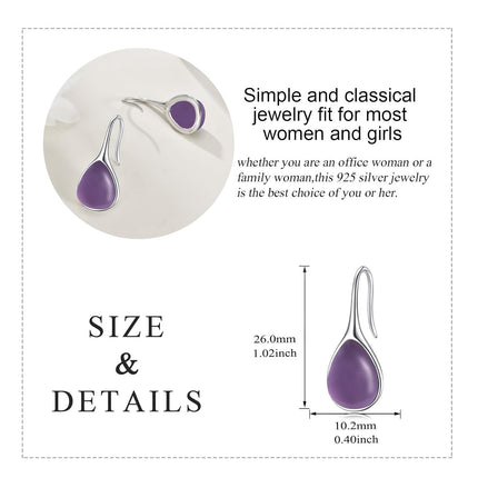 925 Sterling Silver Turquoise Teardrop Threader Earrings for Women - Long Dangle Pierced Jewelry