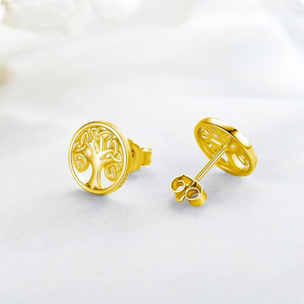 925 Sterling Silver Tree of Life Celtic Stud Earrings - Holiday Gift for Women