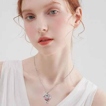 Sterling Silver & Alexandrite Birthstone Nurse Caduceus Necklace for Women, Medical Jewelry Gift