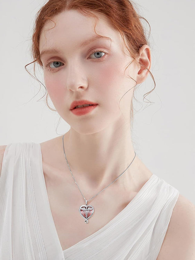 Sterling Silver & Alexandrite Birthstone Nurse Caduceus Necklace for Women, Medical Jewelry Gift
