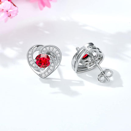925 Sterling Silver Birthstone Heart Stud Earrings Jewelry Gifts for Women