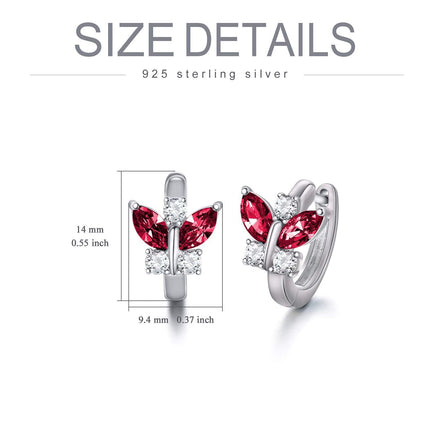 925 Sterling Silver Blue Simulated Aquamarine Crystal Butterfly Huggie Earrings