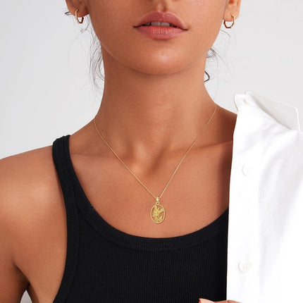 14K Gold Angel Warrior Pendant Necklace with Chain