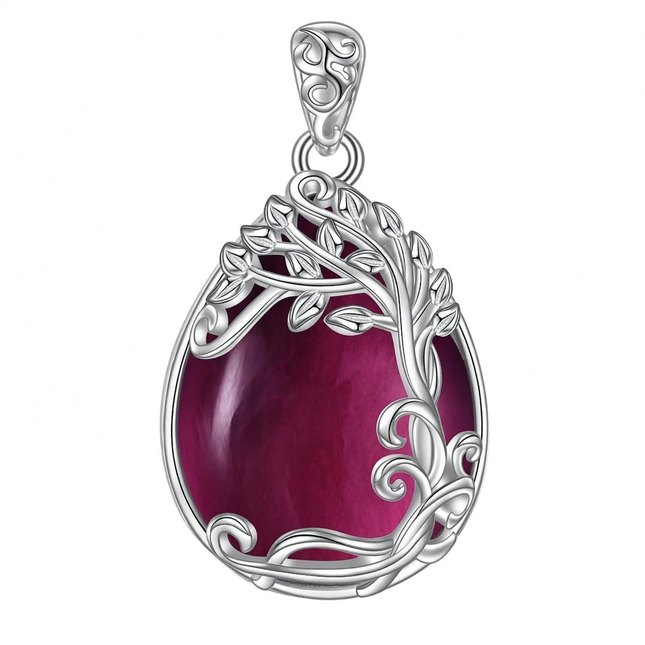 925 Sterling Silver Filigree Teardrop Pendant Necklace for Women