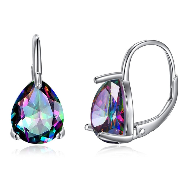 925 Sterling Silver Purple Jade Leverback Earrings Gemstone s for Women