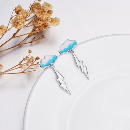 925 Sterling Silver Lightning Bolt Cloud Stud Earrings for Women Girls Teens