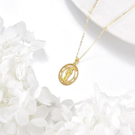 14K Gold St Jude Religious Protection Pendant Necklace