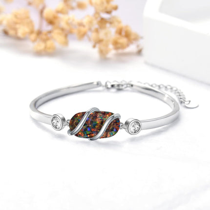 925 Sterling Silver Green Malachite Stone Bangle Bracelet for Women Gifts