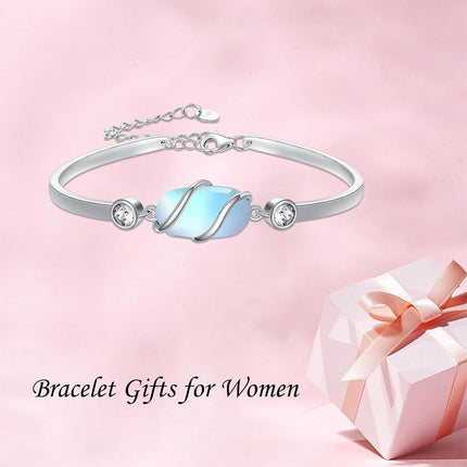925 Sterling Silver Green Malachite Stone Bangle Bracelet for Women Gifts