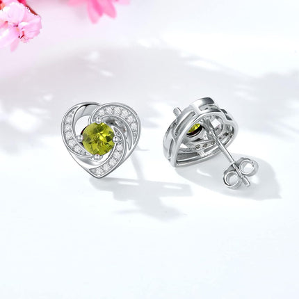 925 Sterling Silver Birthstone Heart Stud Earrings Jewelry Gifts for Women