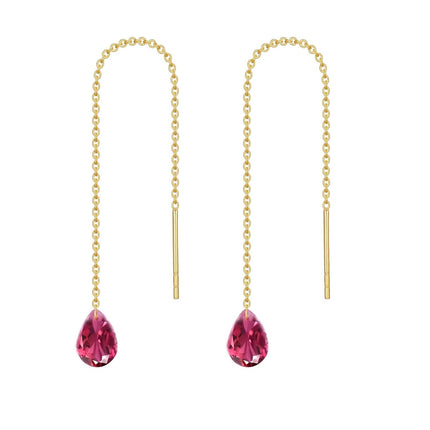 14K Solid Gold Birthstone Threader Earrings for Women Dangle Drop Jewelry Gifts