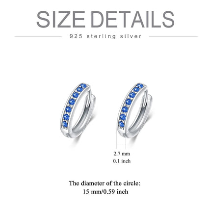925 Sterling Silver 925 Sterling Silver Cubic Zirconia Austrian Crystals Birthstone Huggie Hoop Earrings