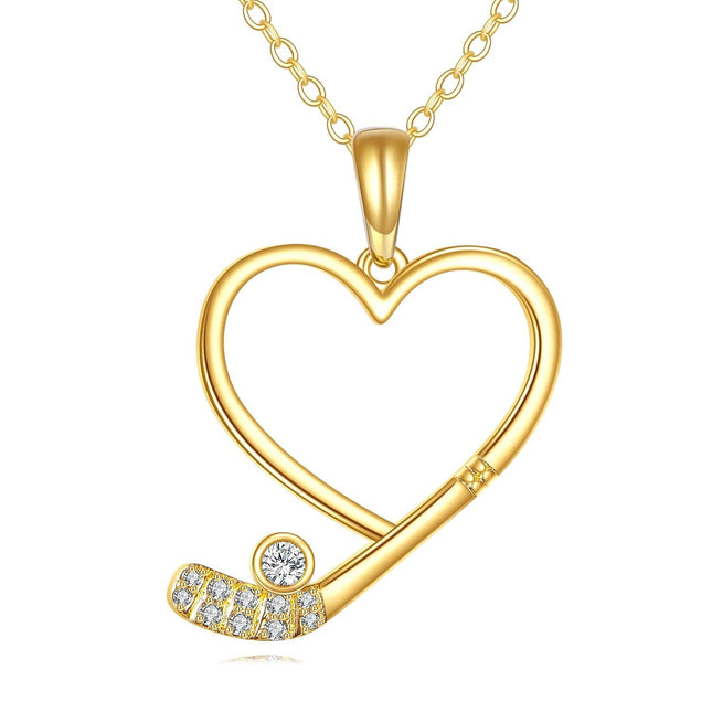 14K Gold Solid Heart Soccer Golf Pendant Necklace for Women Gifts for Mom