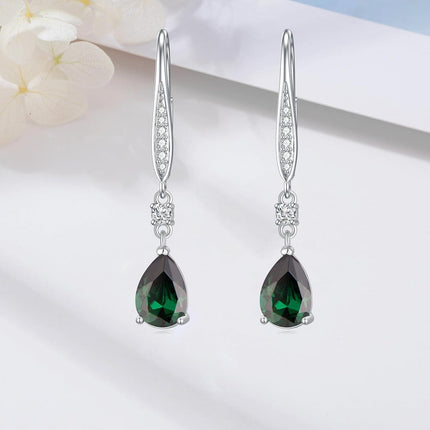 925 Sterling Silver Austrian Crystal Pear Shaped Teardrop Dangle Earrings 0.98 Gift