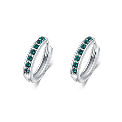925 Sterling Silver 925 Sterling Silver Cubic Zirconia Austrian Crystals Birthstone Huggie Hoop Earrings