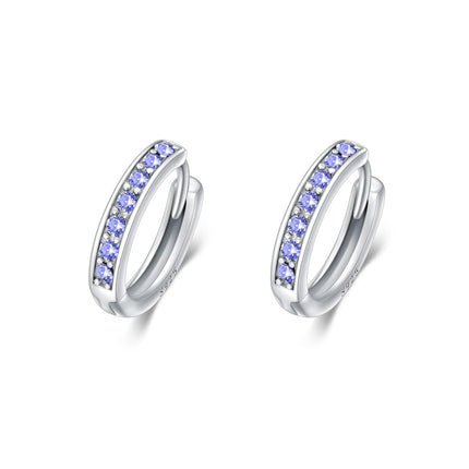 925 Sterling Silver 925 Sterling Silver Cubic Zirconia Austrian Crystals Birthstone Huggie Hoop Earrings