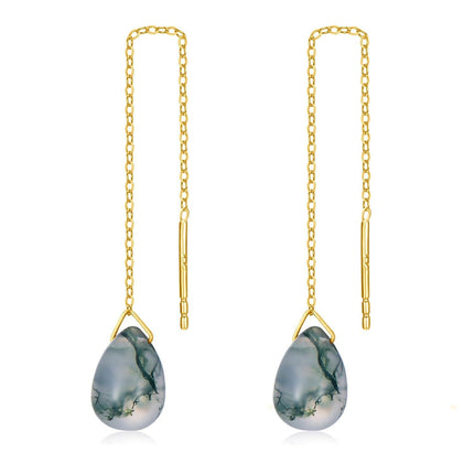 14K Solid Gold Birthstone Threader Earrings for Women Dangle Drop Jewelry Gifts