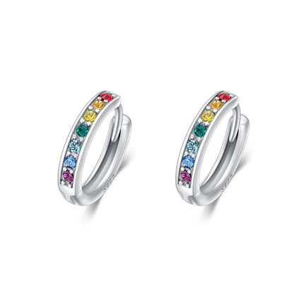 925 Sterling Silver 925 Sterling Silver Cubic Zirconia Austrian Crystals Birthstone Huggie Hoop Earrings