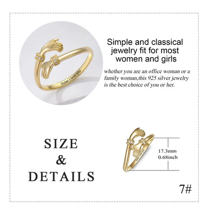 Yellow 9K Gold Hug Ring for Her Adjustable Hand Jewelry Christmas Birthday Anniversary Valentine s Gifts for Women Girlfriend Wife Fianc e