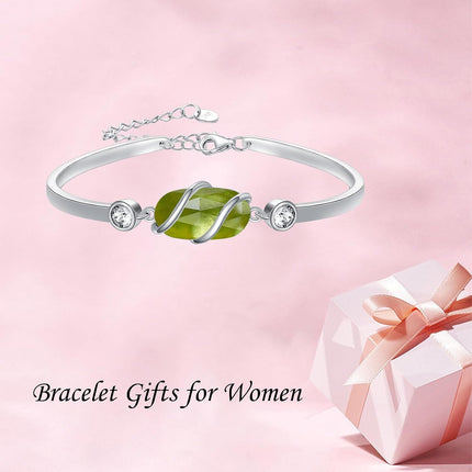 925 Sterling Silver Green Malachite Stone Bangle Bracelet for Women Gifts