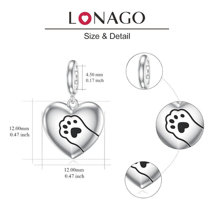 925 Sterling Silver CZ Cat Paw Charm Bracelet for Women Men, Dangle Pet Lover Gift for Her Him, Hypoallergenic Nickel-Free Jewelry for Valentine Mother's Day