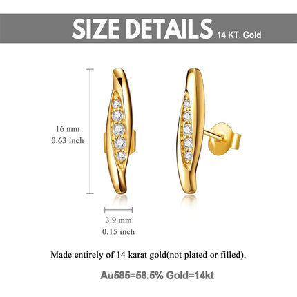 14K Gold Moissanite Bar Stud Earrings for Women - Minimalist s for Mom Girlfriend & Daughter