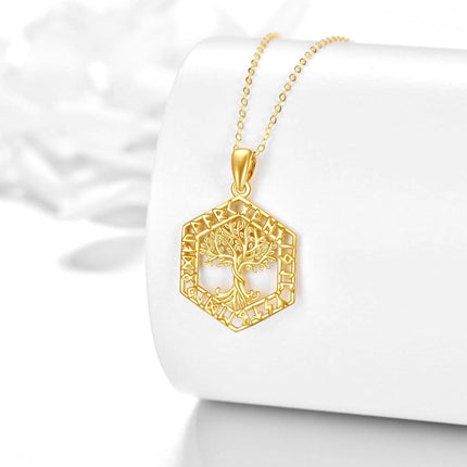 14K Gold Tree Of Life Pendant Necklace For Women