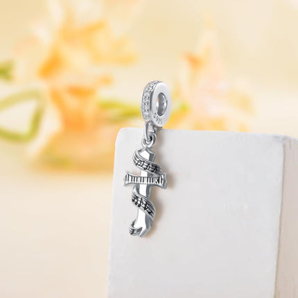 925 Sterling Silver Musical Notes & Piano Keys Dangle Charm Bead for Women's Bracelets Jewelry Accessories