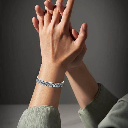 925 Sterling Silver Metal Celtic Knot Stone Cuff Bangle Bracelet 925 for Men & Women