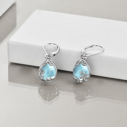 925 Sterling Silver Blue Opalite Drop Earring Leverbacks for Women