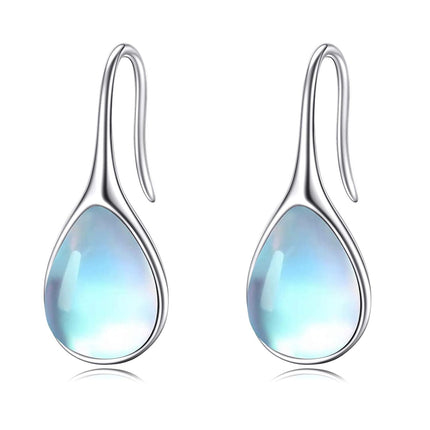 925 Sterling Silver Turquoise Teardrop Threader Earrings for Women - Long Dangle Pierced Jewelry