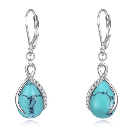 925 Sterling Silver Opal Pear-Shaped Drop Earrings with Leverback Hooks for Women Gift Ideas