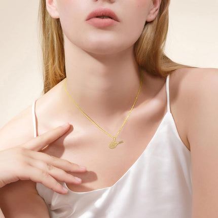 14K Solid Gold Tennis Racket & Ball Sports Pendant Necklace - Real 14Kt s for Her Him