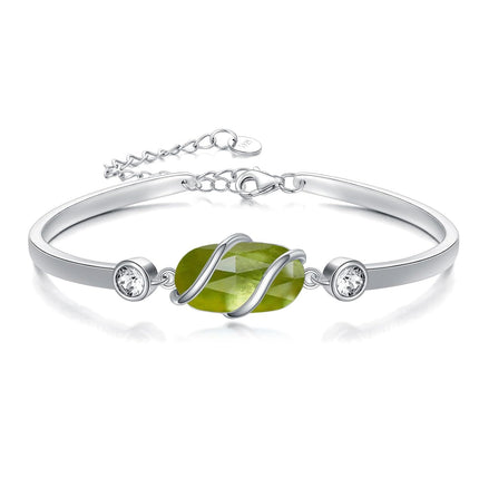 925 Sterling Silver Green Malachite Stone Bangle Bracelet for Women Gifts