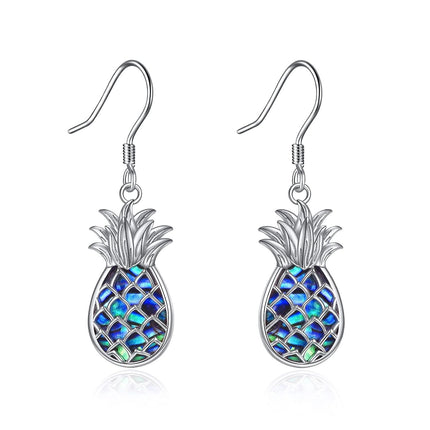 925 Sterling Silver Abalone Shell Pineapple Drop Earrings Yoga Jewelry
