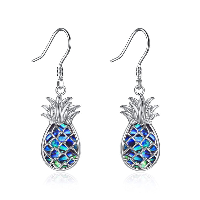 925 Sterling Silver Abalone Shell Pineapple Drop Earrings Yoga Jewelry