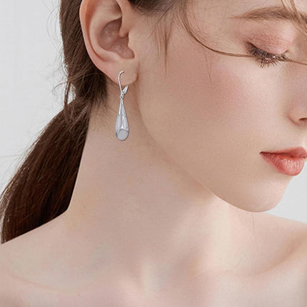 925 Sterling Silver Blue Enamel Tear Drop Leverback Earrings for Women Gift Ideas