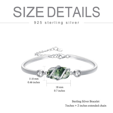 925 Sterling Silver Green Malachite Stone Bangle Bracelet for Women Gifts