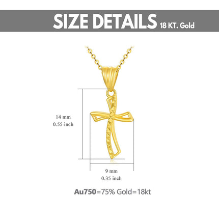 Gold - 18K Yellow Gold Diamond-Cut Cross Pendant Necklace with Chain for Women Men  (Length:20)