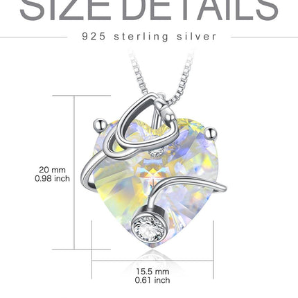 925 Sterling Silver Birthstone Stethoscope Necklace for Nurse Doctor Med Student
