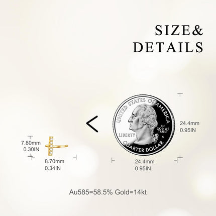 Gold 14k Diamond Studs Minimalist Bar Drop Earring Set Elegant Gift for Her