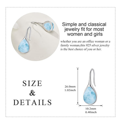 925 Sterling Silver Turquoise Teardrop Threader Earrings for Women - Long Dangle Pierced Jewelry