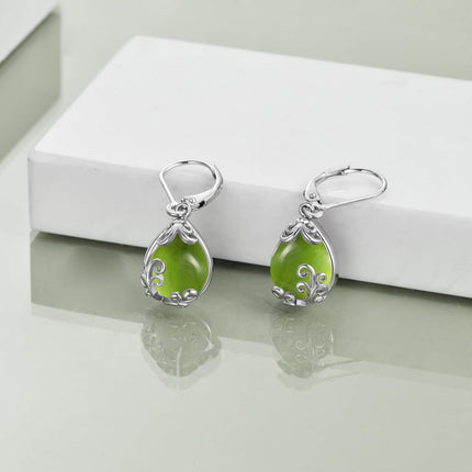 925 Sterling Silver Blue Opalite Drop Earring Leverbacks for Women