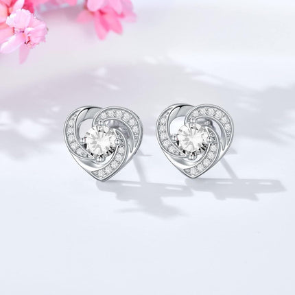925 Sterling Silver Birthstone Heart Stud Earrings Jewelry Gifts for Women