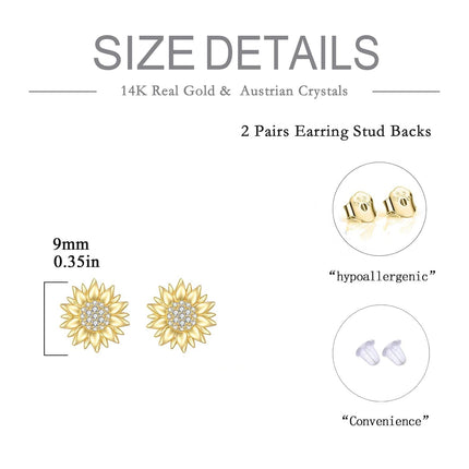 14K Gold Diamond Sunflower Pendant Necklace for Women - You Are My Sunshine Gift Idea