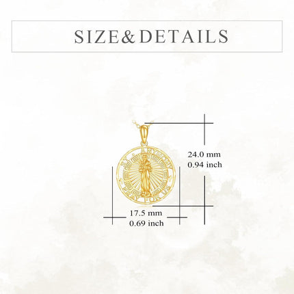 14K Gold Saint Anthony Religious Protection Pendant Necklace for Men & Women