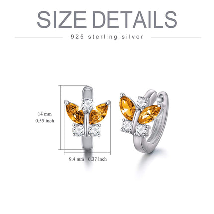 925 Sterling Silver Blue Simulated Aquamarine Crystal Butterfly Huggie Earrings