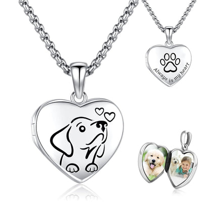 925 Sterling Silver Honeybee Photo Locket Pendant Necklace with Chain for Women