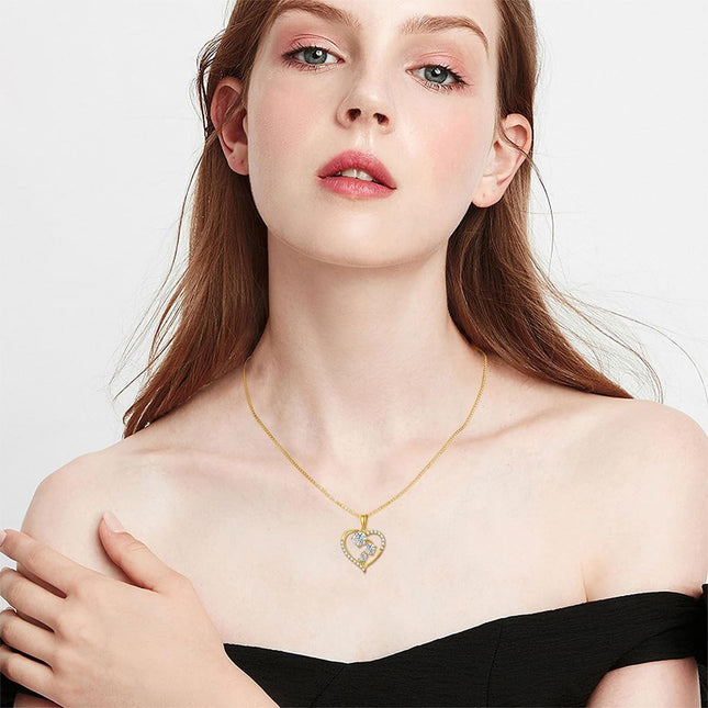 14K Gold Yellow Diamond Heart Pendant Necklaces for Women 1CTTW